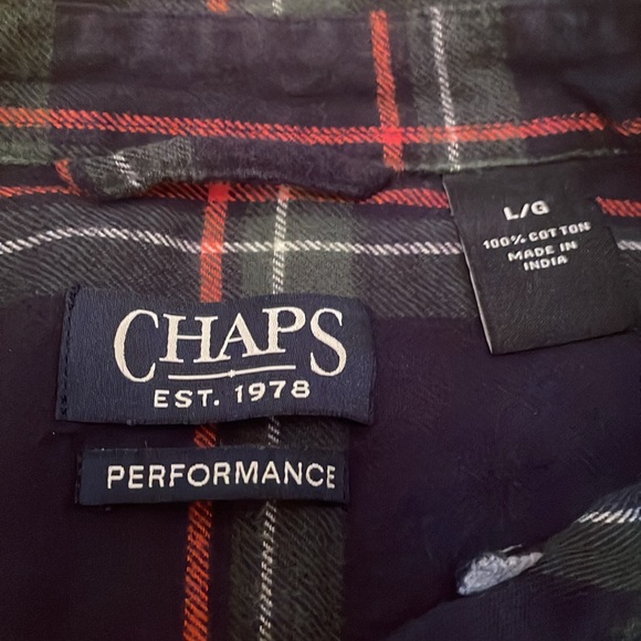 Chaps Performance Flannel Mens Large Blue - Picture 4 of 6